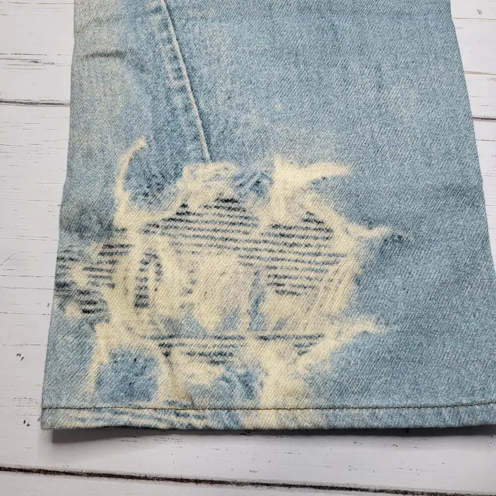J Crew Point Sur Printed On Distressed Jeans Loose Straight Indie Sleeze 29
